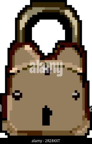 protection padlock vintage game pixel art vector illustration Stock Vector