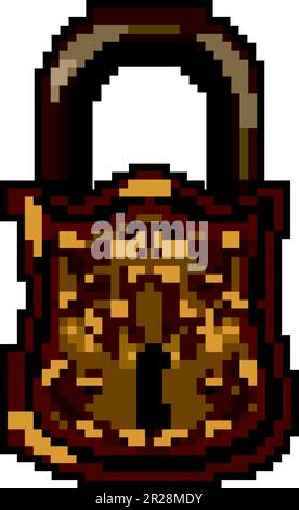 security padlock vintage game pixel art vector illustration Stock Vector