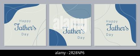 Happy Fathers Day set posters, blue banners boho style. Vector illustration Stock Vector