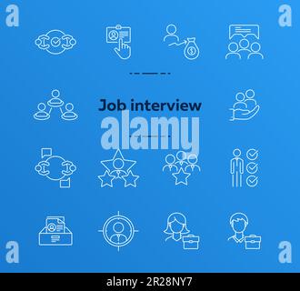 Job interview line icon set Stock Vector