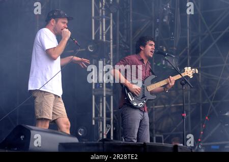 Milan Italy 2012-07-05 :  Chris Batten bassist of Enter Shikari live concert at Heineken Jammin Festival 2012 Stock Photo