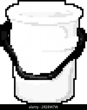 white plastic bucket container game pixel art vector illustration Stock Vector