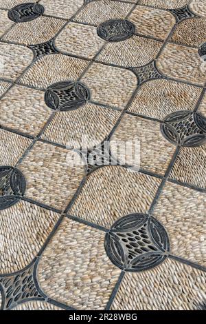 Detail of Chinese garden mosaic floor Stock Photo