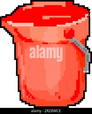 pot plastic bucket container game pixel art vector illustration Stock Vector