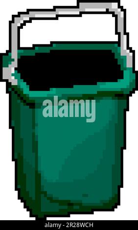 handle plastic bucket container game pixel art vector illustration Stock Vector