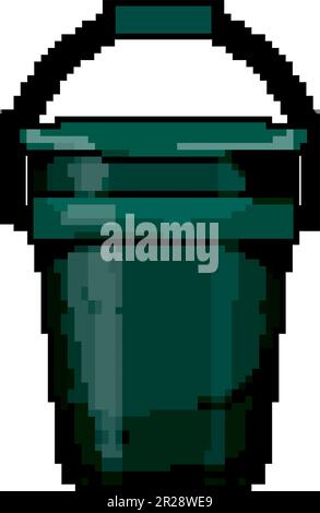 plastic plastic bucket container game pixel art vector illustration Stock Vector