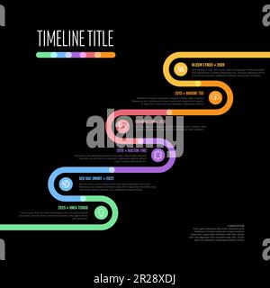 Simple solid color diagonal timeline template with content circles and ...