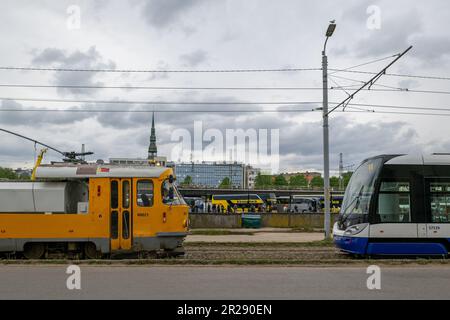 Riga, Latvia. 17th May, 2023. The historic Centre of Riga, Latvia, 17 May 2023. Pictured public transport. Credit: David Tanecek/CTK Photo/Alamy Live News Stock Photo