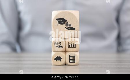 Wooden blocks with symbol of fafsa concept Stock Photo