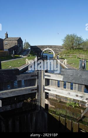 Johnson's Hillock climbing up to Top Lock on the Leeds and Liverpool Canal at Wheelton Chorley Lancashire England Stock Photo