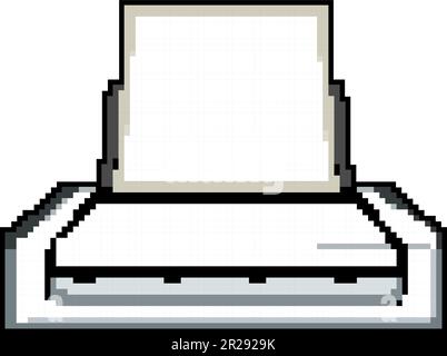 office scanner document game pixel art vector illustration Stock Vector