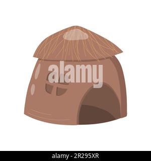 Vector hand-drawn coconut shell house for pets in an aquarium, terrarium, design element for fish, lizards, snails, spiders.  Stock Vector