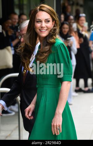 London, UK. 18th May, 2023. The Princess of Wales arriving for a visit to the Anna Freud Centre, a child mental health research, training and treatment centre in London. Picture date: Thursday May 18, 2023. Photo credit should read Credit: Matt Crossick/Alamy Live News Stock Photo