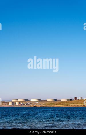 Sullom Voe Oil Terminal on Shetland Mainland. Stock Photo