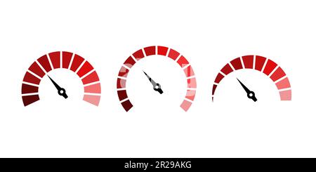Set of color speedometer. Flat icon speedo. Speedometer symbol web icon. Vector illustration Stock Vector