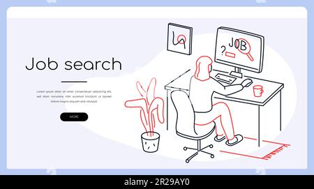 Job search - modern colorful line design style banner Stock Vector