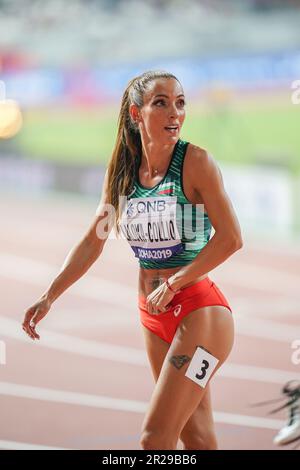 Ivet Lalova-Collio running the 200m at the 2019 World Athletics Championships in Doha. Stock Photo