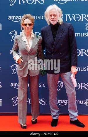 Bob Geldof and his wife Jeanne Marine arriving for the annual Ivor Novello Awards at Grosvenor House in London. Picture date: Thursday May 18, 2023. Stock Photo