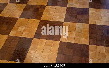 Vintage Wooden Checkerboard Flooring Background Stock Photo