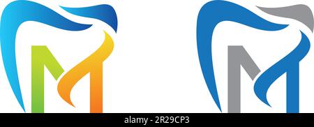 Dental and m letter combination logo vector Stock Vector