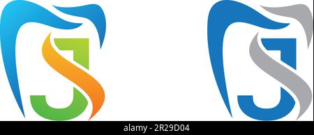 Dental and j letter combination logo vector Stock Vector