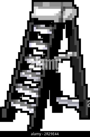 technician step ladder safety game pixel art vector illustration Stock ...