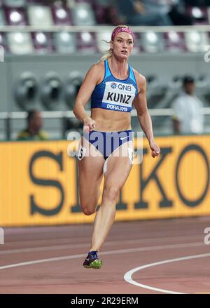 Annie Kunz participating in the heptathlon 800m at the 2019 World ...