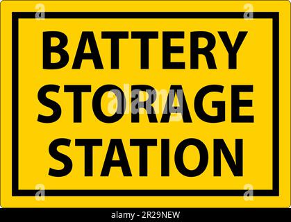 Battery Charging Area Sign Battery Storage Station Stock Vector