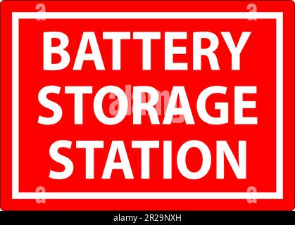 Battery Charging Area Sign Battery Storage Station Stock Vector