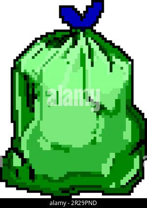 bin trash bag game pixel art vector illustration Stock Vector