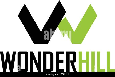Flat Letter Mark Initial WONDER HILL logo design Stock Vector