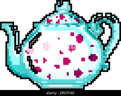 cute teapot tea kettle game pixel art vector illustration Stock Vector  Image & Art - Alamy