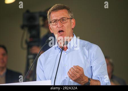 Oviedo, Spain. 15th May, 2023. (5/15/2023) The President of the Partido Popular, Alberto Nuñez Feijoo in his speech during the meeting of the Partido Popular at the Palacio de Exposiciones y Congresos Ciudad de Oviedo. (Photo by Alberto Brevers/Pacific Press/Sipa USA) Credit: Sipa USA/Alamy Live News Stock Photo