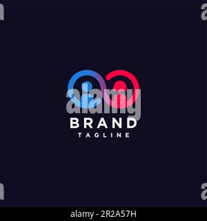 Man and Woman Icon logo design in Infinity Symbol. Minimalist logo design of Male and Female Icons in Infinity Symbol. Stock Vector