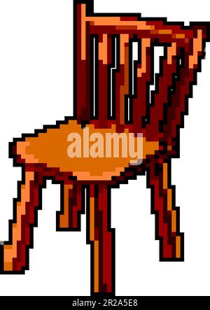 brown wooden chair game pixel art vector illustration Stock Vector