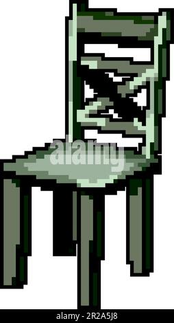 room wooden chair game pixel art vector illustration Stock Vector
