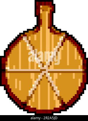 food wooden pizza board game pixel art vector illustration Stock Vector