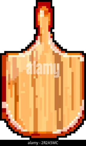plate wooden pizza board game pixel art vector illustration Stock Vector
