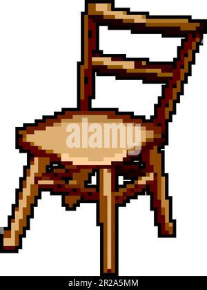 modern wooden chair game pixel art vector illustration Stock Vector