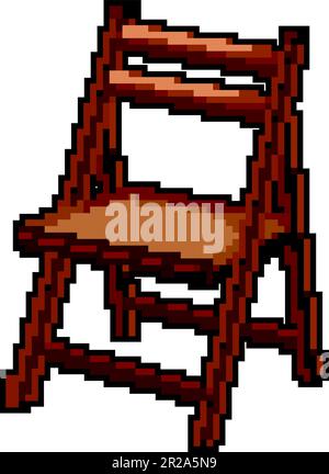 old wooden chair game pixel art vector illustration Stock Vector