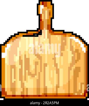 surface wooden pizza board game pixel art vector illustration Stock Vector