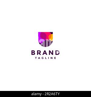 Safe and protected communication logo design. Speech text bubble motif inside shield logo design. Stock Vector