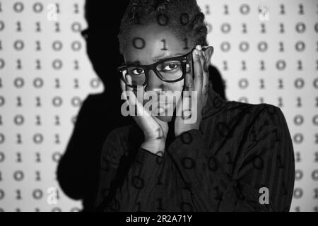Young black woman with cyber security problems Stock Photo