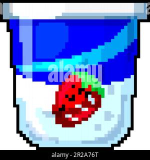 fresh yogurt package game pixel art vector illustration Stock Vector