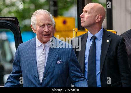 180 Studios, London, UK. 18th May 2023. King Charles attends a special industry showcase event hosted by the British Fashion Council (BFC) at 180 Studios, where His Majesty presented the Queen Elizabeth II Award for British Design. Photo by Amanda Rose/Alamy Live News Stock Photo