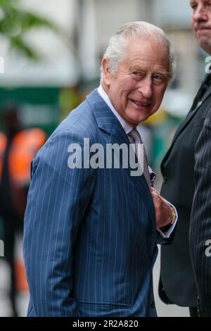 180 Studios, London, UK. 18th May 2023. King Charles attends a special industry showcase event hosted by the British Fashion Council (BFC) at 180 Studios, where His Majesty presented the Queen Elizabeth II Award for British Design. Photo by Amanda Rose/Alamy Live News Stock Photo