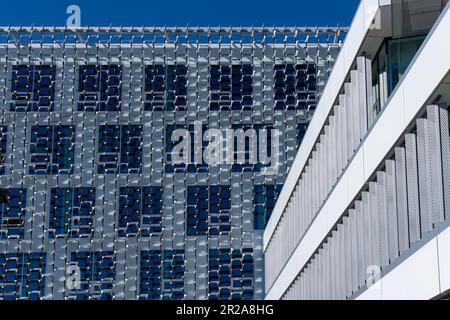 Boston, MA, USA-August 2022; Low angle façade view of Harvard John Paulson School of Engineering and Applied Science (SEAS) on Allston campus Stock Photo