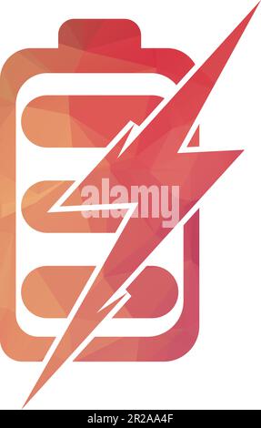 Power Battery Logo Design Template. Battery fast Charge logo design. Battery power and flash lightning bolt logo icon Stock Vector