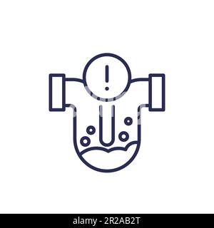 Clog in pipe warning line icon Stock Vector