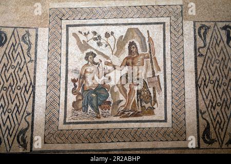 Spain, Andalusia, Cordoba, Alcazar of The Christian Monarchs, Hall of Mosaics, Roman era mosaics Stock Photo
